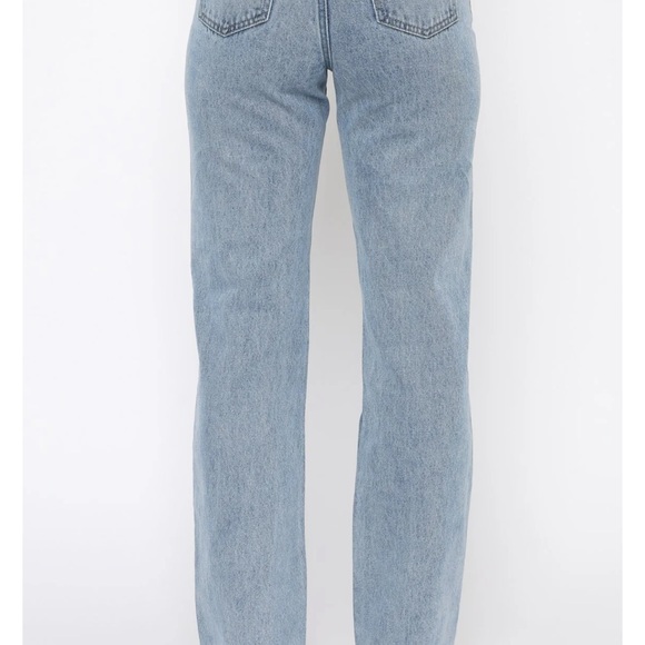 White Fox Long Way To Go High Rise Straight Leg Jeans Washed Blue - Picture 3 of 4